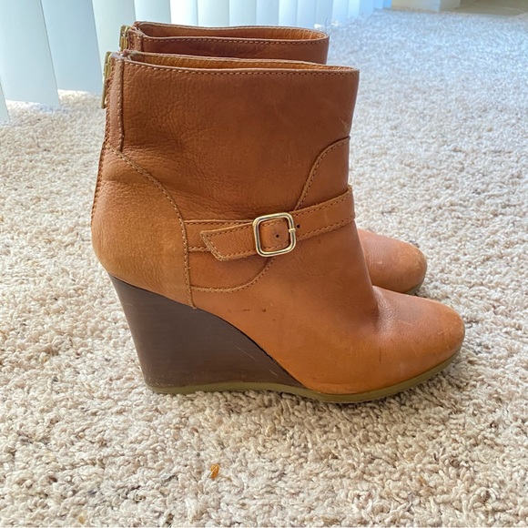 J. Crew cognac leather ankle wedge booties - Picture 4 of 9
